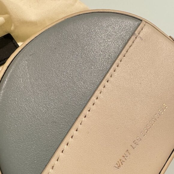 MWant Les Essentiels Luka Half Moon Leather Small Pouch Belt Bag, White/Blue - Picture 12 of 12